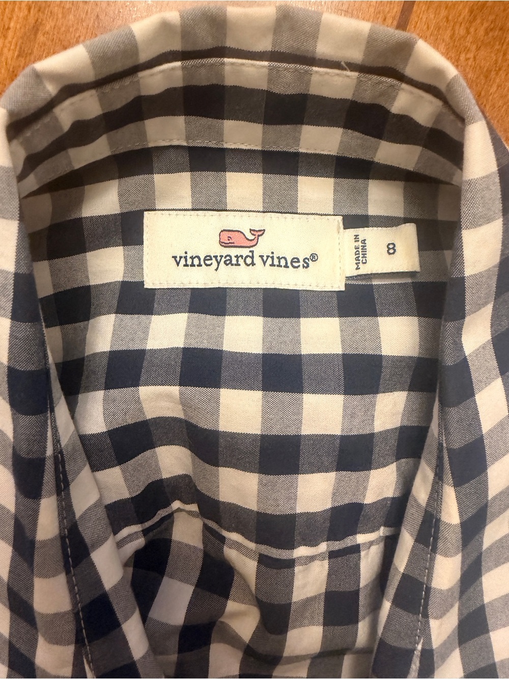 Vineyard Vines Navy and White Gingham Button-Down Shirt